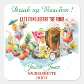 Drink Up Stranden Cocktail Fruit Meidenavondfeestj Vierkante Sticker (Voorkant)