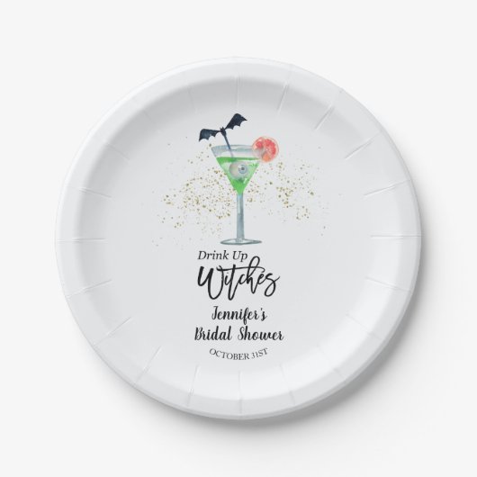 Drink Up Whitches Halloween Vrijgezellenfeest Papieren Bordje (Voorkant)