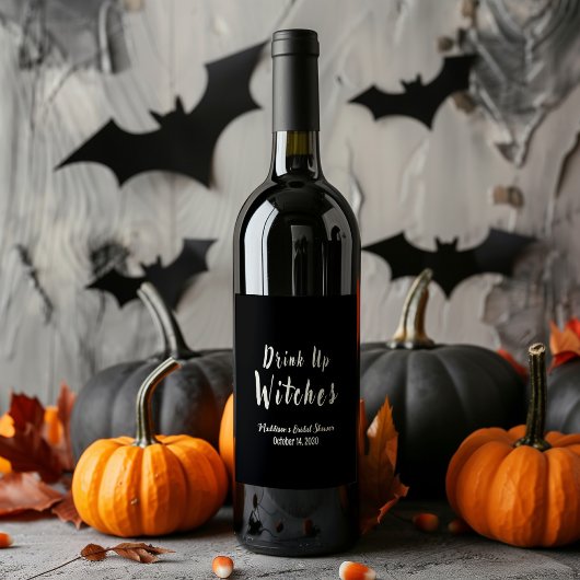 Drink Up Witch wijnfles en drankenlabel Wijn Etiket