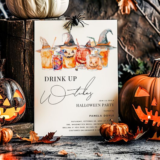 'Drink Up Witches' Cocktail Volwassen Halloweenfee Kaart