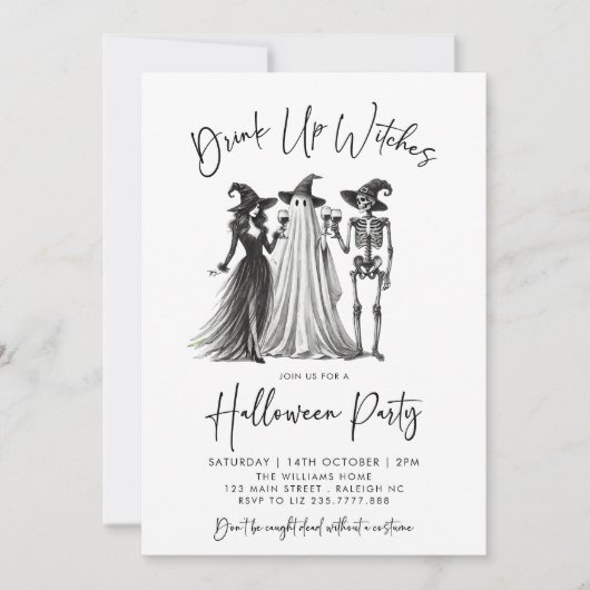 Drink Up Witches Cocktails Volwassen Halloween Par Kaart (Voorkant)