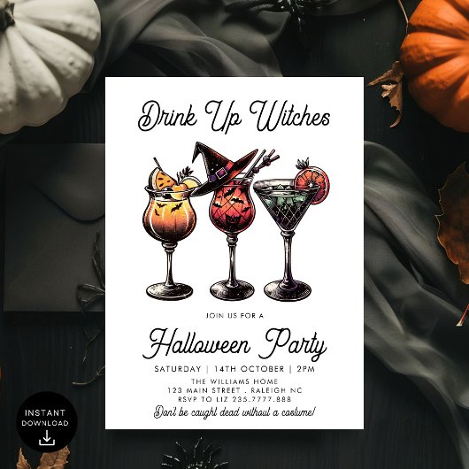 Drink Up Witches Cocktails Volwassen Halloween Par Kaart