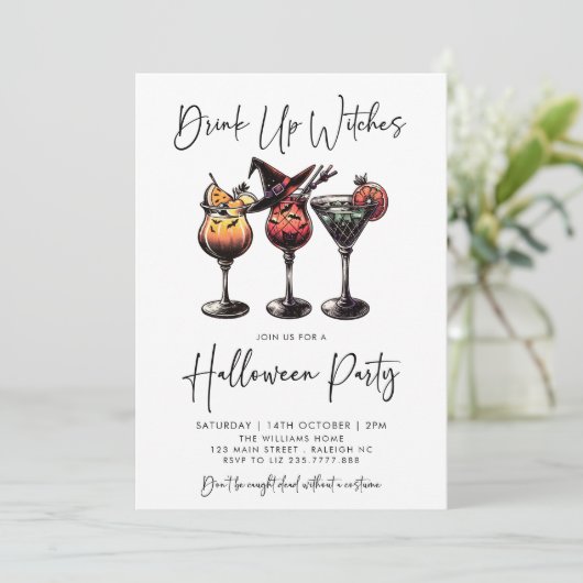 Drink Up Witches Cocktails Volwassen Halloween Par Kaart (Staand voorkant)