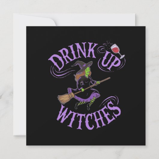 Drink Up Witches Funny Halloween Party Vibes Kaart (Achterkant)