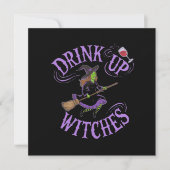 Drink Up Witches Funny Halloween Party Vibes Kaart (Voorkant)