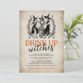 Drink Up Witches Girls Halloween Party Kaart (Staand voorkant)