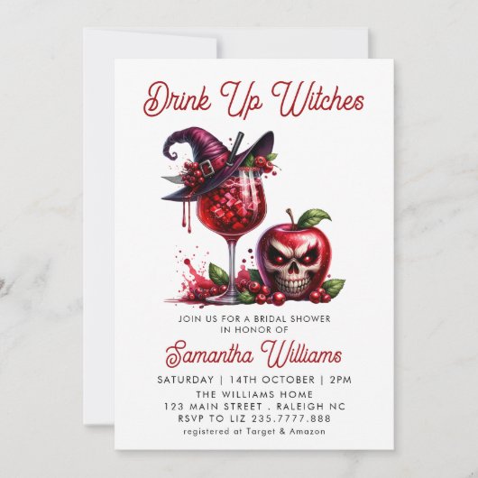 Drink Up Witches Gothic Cocktails Vrijgezellenfees Kaart (Voorkant)