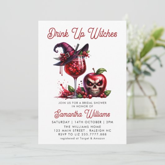 Drink Up Witches Gothic Cocktails Vrijgezellenfees Kaart (Staand voorkant)