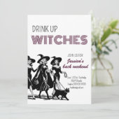 Drink Up Witches Halloween Bachelorette Weekend Kaart (Staand voorkant)