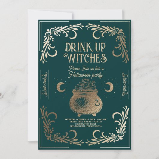  Drink Up Witches Halloween Party Kaart (Voorkant)