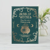 Drink Up Witches Halloween Party Kaart (Staand voorkant)
