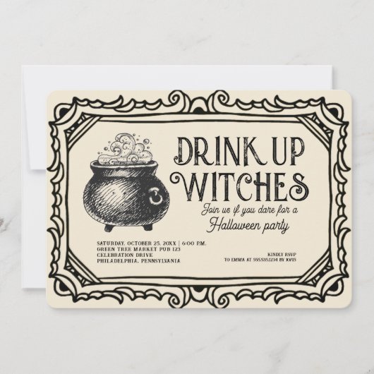  Drink Up Witches Halloween Party Kaart (Voorkant)