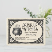  Drink Up Witches Halloween Party Kaart (Staand voorkant)