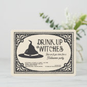  Drink Up Witches Halloween Party Kaart (Staand voorkant)