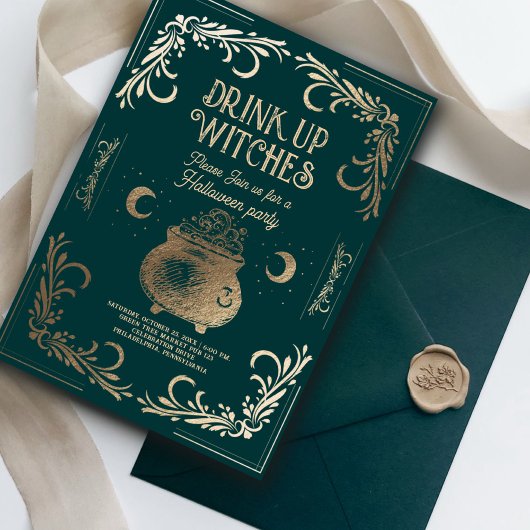 Drink Up Witches Halloween Party Kaart