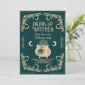  Drink Up Witches Halloween Party Kaart (Staand voorkant)