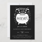 Drink Up Witches Halloween Theme Verjaardag Kaart (Voorkant)