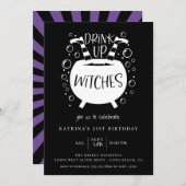 Drink Up Witches Halloween Theme Verjaardag Kaart (Voorkant / Achterkant)