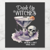 Drink Up Witches Halloween Zwangerschapsaankondigi Wijn Etiket (Enkel label)