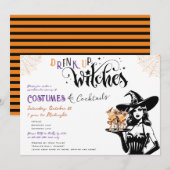 Drink Up Witches Kostuums Cocktail Halloween Party Kaart (Voorkant / Achterkant)