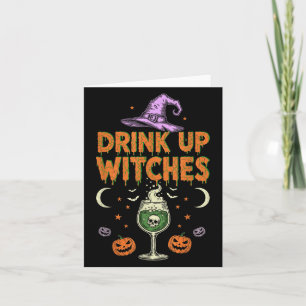 Drink Up Witches Paarse Pet Grappige Halloween Man Kaart