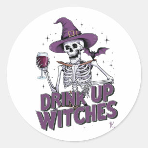 DRINK UP WITCHES RONDE STICKER
