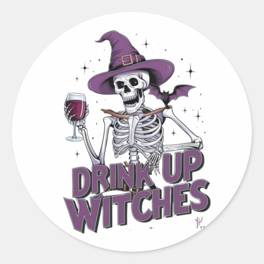 DRINK UP WITCHES RONDE STICKER (Voorkant)