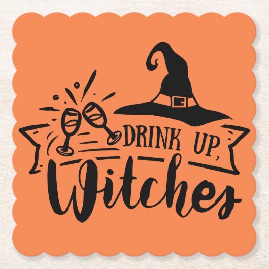 Drink Up Witches Simple Halloween  Kartonnen Onderzetters (Voorkant)