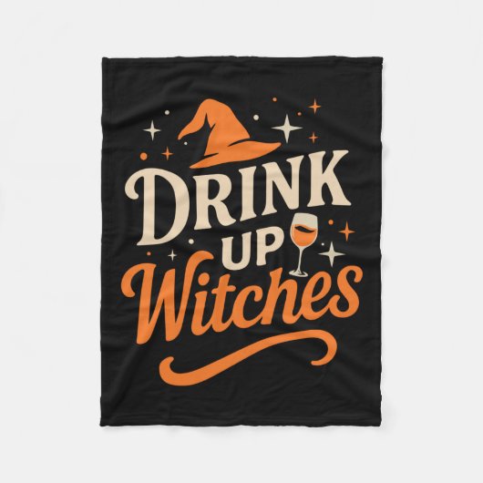 Drink Up Witches Wine Gl Halloween Bachelorette Dr Fleece Deken (Voorkant)