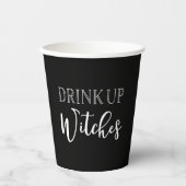 Drink Up Witches Zwart & Wit Halloween Cups Papieren Bekers (Voorkant)