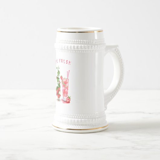 Drink van aardbeiensap - zomertijd bierpul (Voorkant rechts)