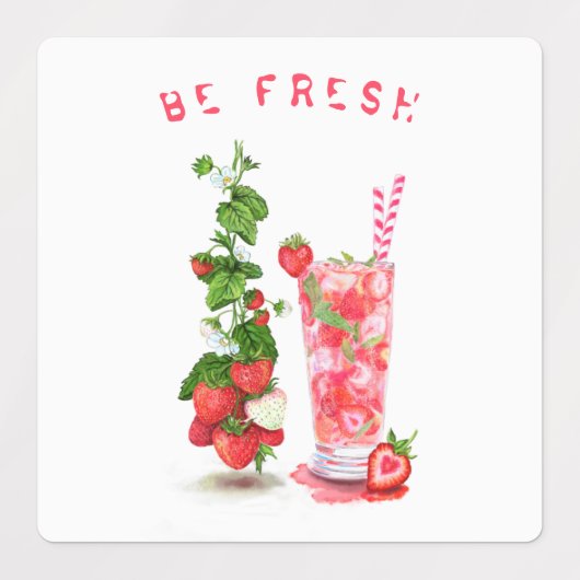 Drink van aardbeiensap - zomervruchten labels (Design 2)
