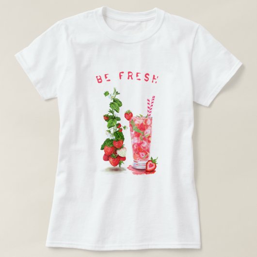 Drink van aardbeiensap - zomervruchten t-shirt (Design voorkant)