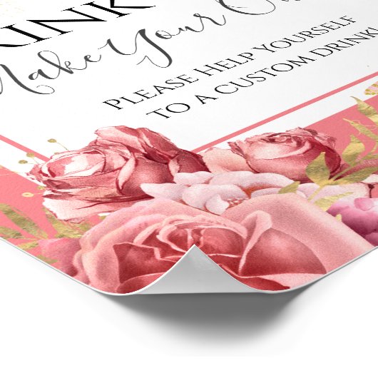 Drink van Baby shower met vlinder Poster (Hoek)