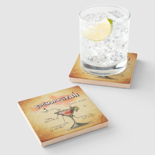 Drink van Cosmopolitan Bartender Stenen Onderzetter (Zijkant)