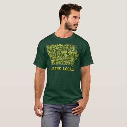 Drink van de lokale Iowa Craft Beer T-shirt (Voorkant volledig)