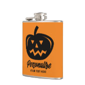 Drink van een halloween-partij met pompoenkop heupfles (Links)
