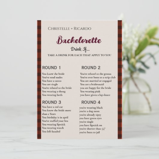 Drink van Flanel & frizz winter bachelorette spel Aankondiging (Staand voorkant)