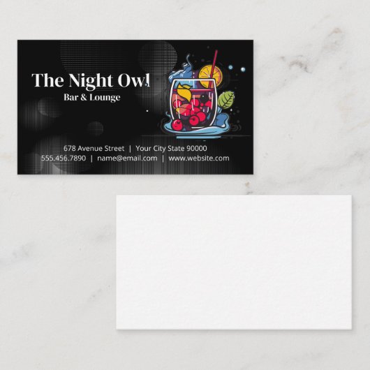 Drink van gemengde bessencocktails | bar visitekaartje (Voorkant / Achterkant)