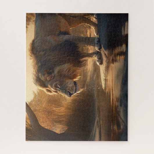 Drink van het watering van de Hole Lion Legpuzzel (Verticaal)