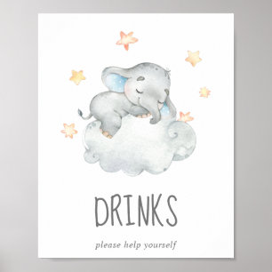 Drink van kleine olifantenjongen Baby shower Poster