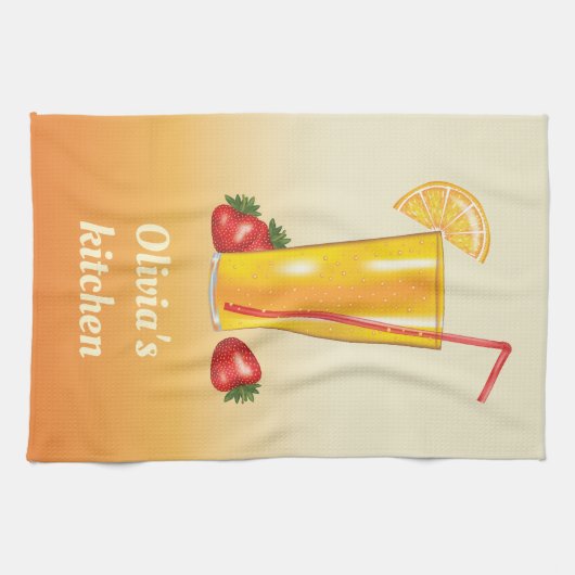 Drink van tropische Sinaasappels citrusvruchten en Theedoek (Horizontaal)