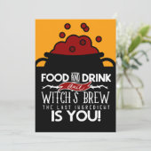 Drink van voedsel en heks Brew Halloween Party Kaart (Staand voorkant)