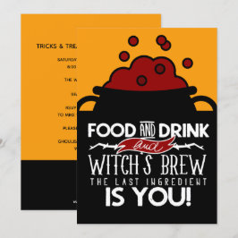 Drink van voedsel en heks Brew Halloween Party Kaart