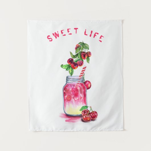 Drink van zoete kersen - zomerpartij wandkleed (Voorkant)