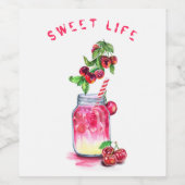 Drink van zoete kersen - zomerpartij wijn etiket (Enkel label)