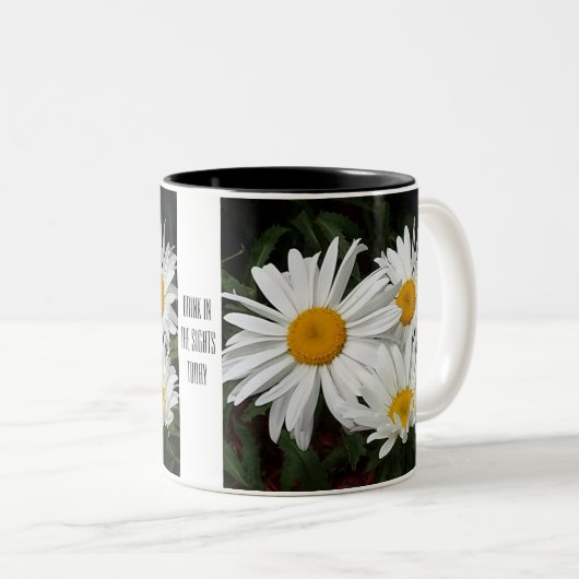 " Drink vandaag in vizier " , mok floral " (Voorkant rechts)