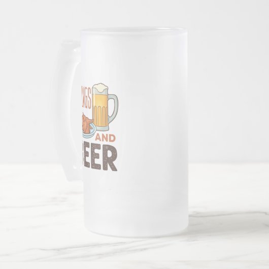 Drink vleugels en kippen van bier matglas bierpul (Voorkant links)