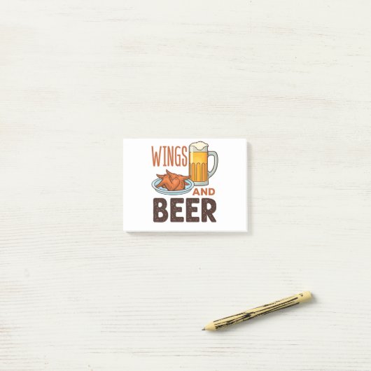 Drink vleugels en kippen van bier post-it® notes (Op bureau)