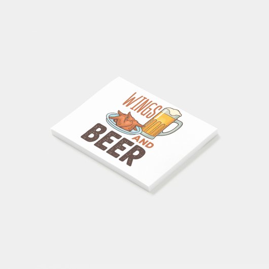 Drink vleugels en kippen van bier post-it® notes (Schuin)